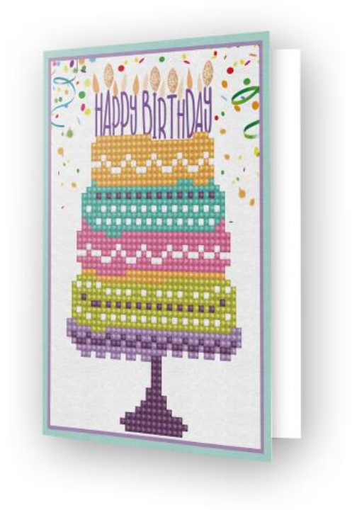 Diamond Dotz Diamond Art 5x7 Happy Birthday Cake Greeting Card {W69}