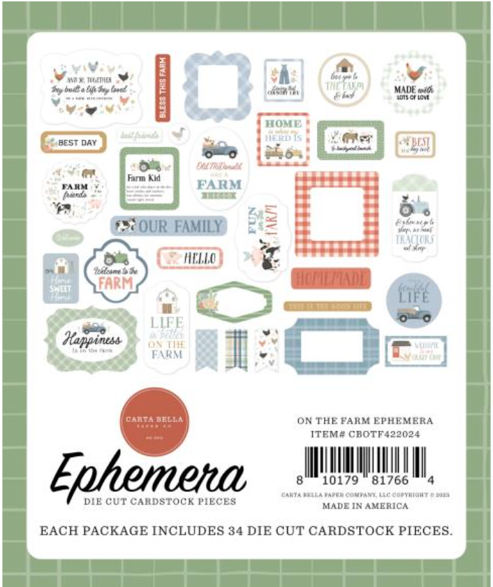 Carta Bella On the Farm Icons Ephemera {D133}