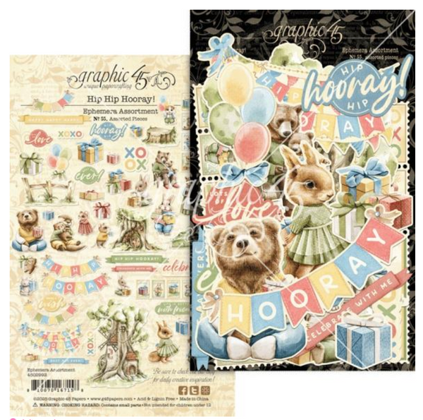 Graphic 45 Hip Hip Hooray Ephemera Set