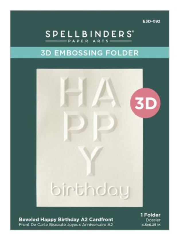 Spellbinders A2 Cardfront Beveled Happy Birthday 3D Embossing Folder {W56}