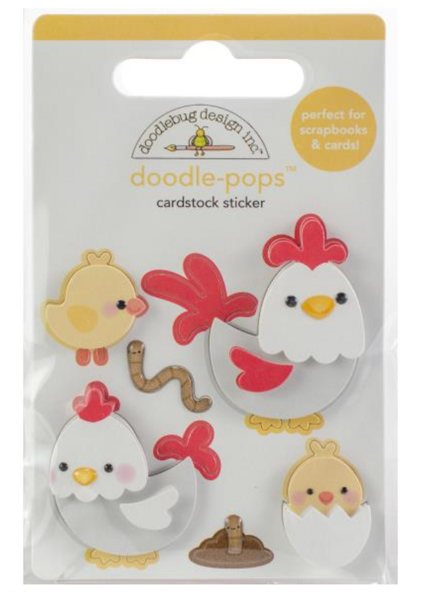 Doodlebug Design Hen & Chicks Doodle Pop 3D Stickers {G124}