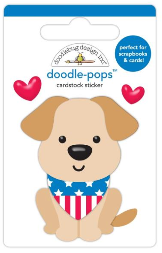 Doodlebug Design Hometown USA Patriotic Puppy Doodle Pop 3D Stickers {G112}