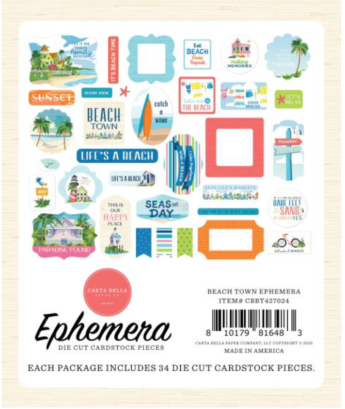 Carta Bella Beach Town Icons Ephemera {D144}