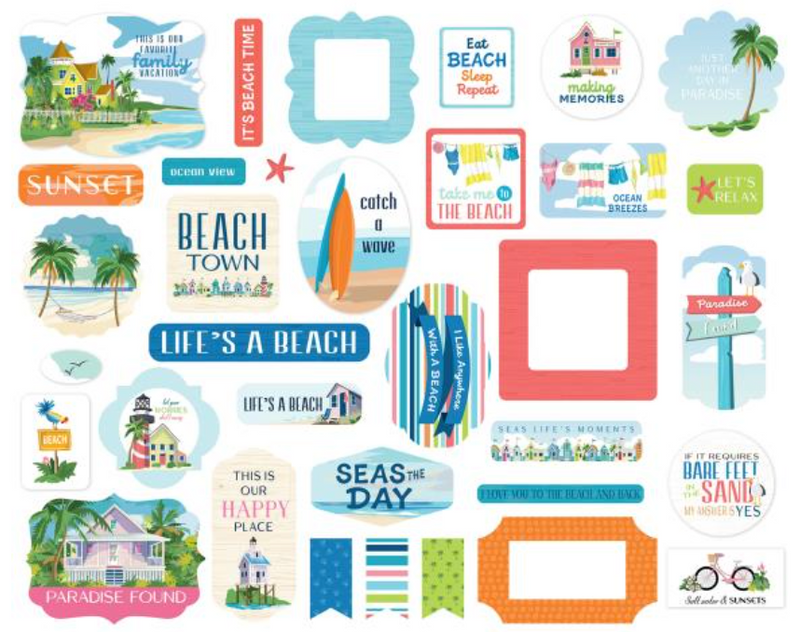 Carta Bella Beach Town Icons Ephemera {D144}