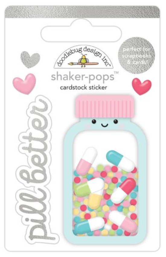 Doodlebug Design Happy Healing Pill Better Shaker Pop 3D Stickers {G39}