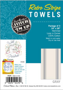 Aunt Martha's 18"x28" Gray Stripe Stitch 'Em Up Retro Towels {C702}