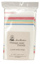 Aunt Martha's 18"x28" Vintage Multi Stripe Stitch 'Em Up Towels {C709}