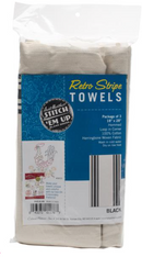 Aunt Martha's 18"x28" Black Stripe Stitch 'Em Up Retro Towels {C713}