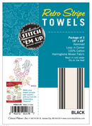 Aunt Martha's 18"x28" Black Stripe Stitch 'Em Up Retro Towels {C713}
