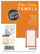 Aunt Martha's 18"x28" Maroon Stripe Stitch 'Em Up Retro Towels {C701}