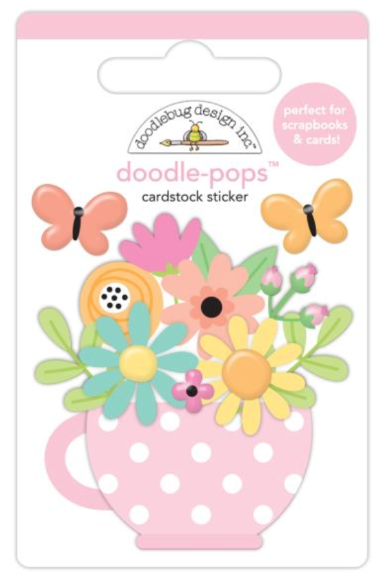 Doodlebug Design Butterfly Kisses Cup of Cheer Doodle Pop 3D Stickers {G81}