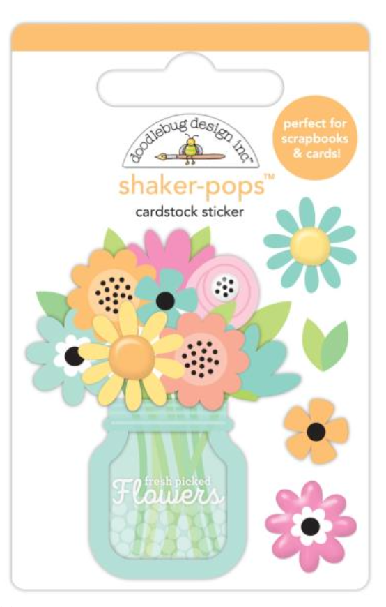 Doodlebug Design Butterfly Kisses Spring Bouquet Shaker Pop 3D Stickers {G82}