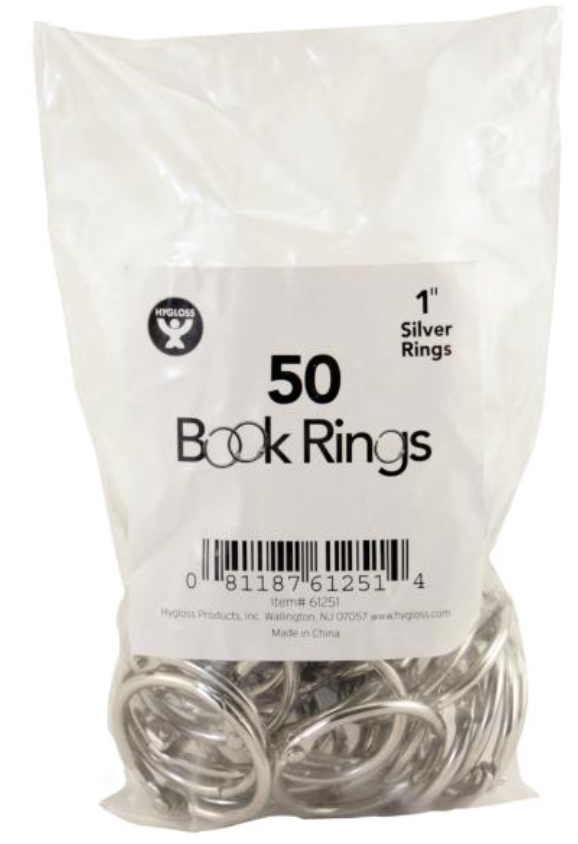 Hygloss 1" Silver Metal Book Rings {G136}
