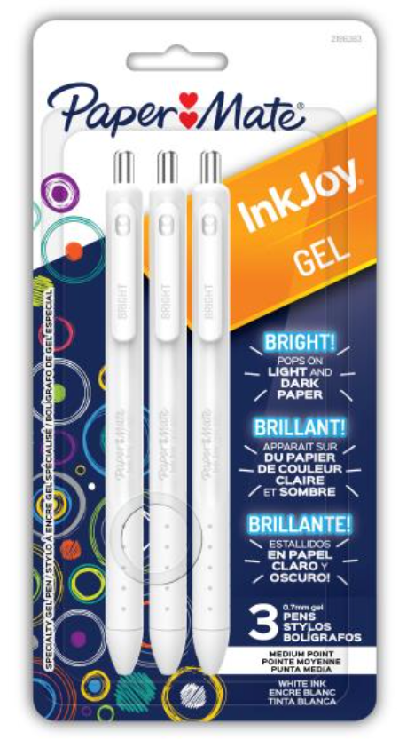 Paper Mate 0.7mm White Ink Joy Gel Pens {X112}