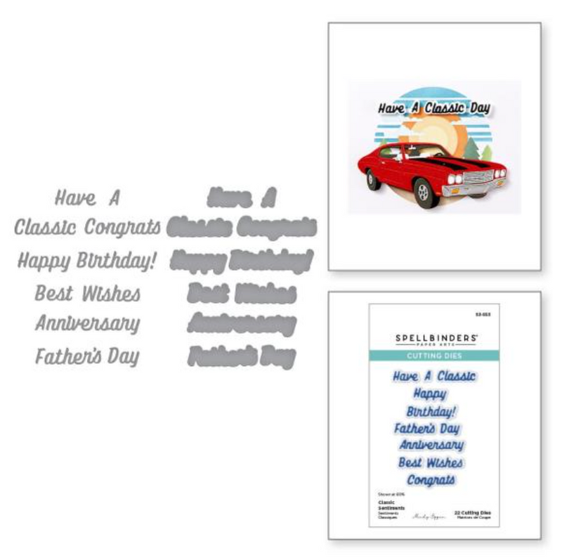 Spellbinders Classic Road Legends Classic Road Sentiments Etched Dies {D180}