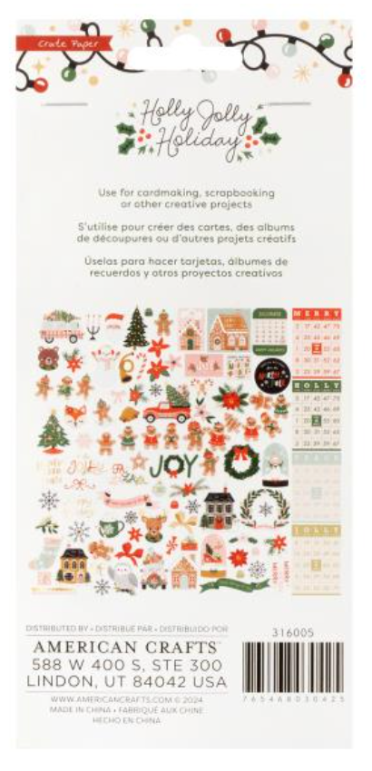 American Crafts Crate Paper Holly Jolly Icons Ephemera {D106}