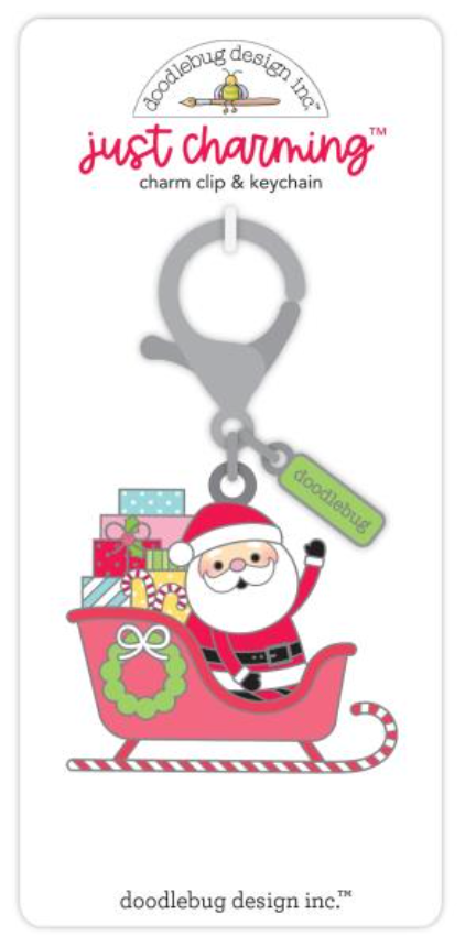 Doddlebug Just Charming Here Comes Santa Claus Charm Clip
