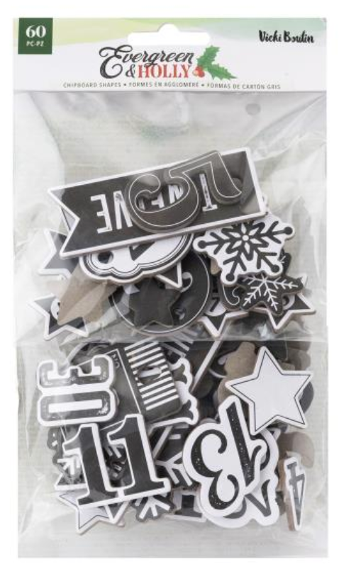 American Crafts Vicki Boutin Evergreen & Holly Mixed Chipboard Shapes {B108}