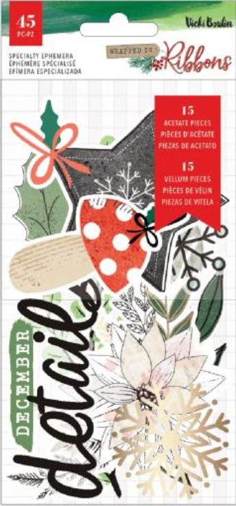 American Crafts Vicki Boutin Wrapped in Ribbons Specialty Ephemera {D118}