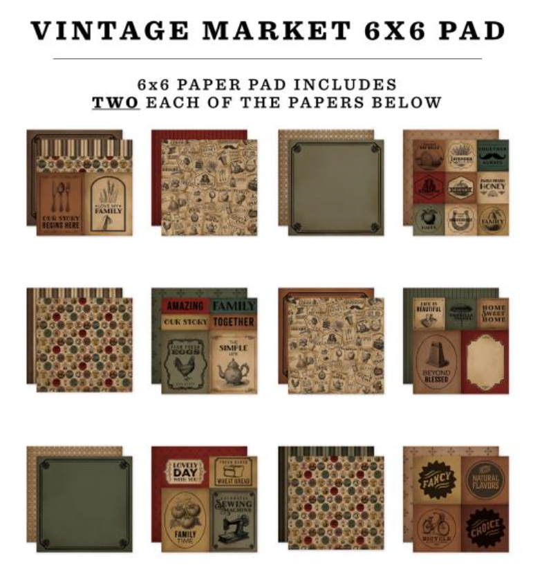 Carta Bella 6x6 Vintage Market Paper Pad {B304}