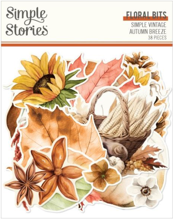 Simple Stories Simple Vintage Autumn Breeze Floral Bits & Pieces {G79}
