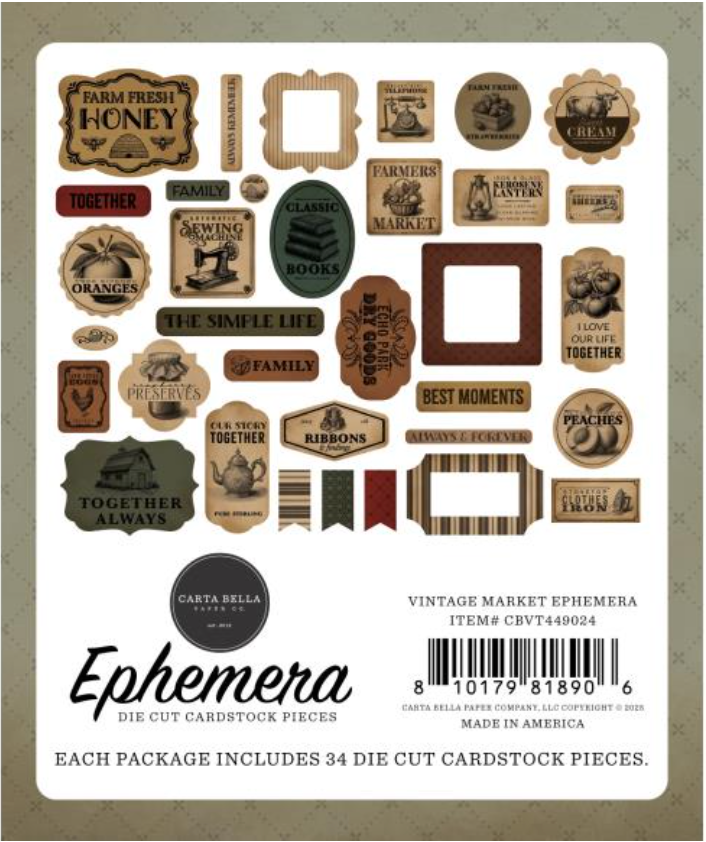 Carta Bella Vintage Market Icons Ephemera {D156}
