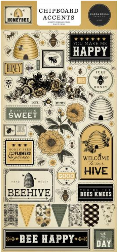 Carta Bella Honey Bee Chipboard Accents {B602}