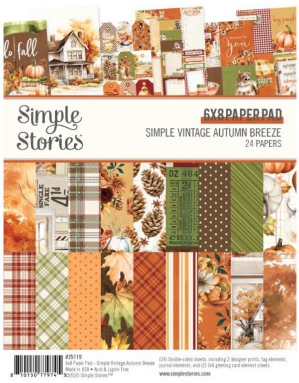 Simple Stories 6x8 Simple Vintage Autumn Breeze Paper Pad {B709}