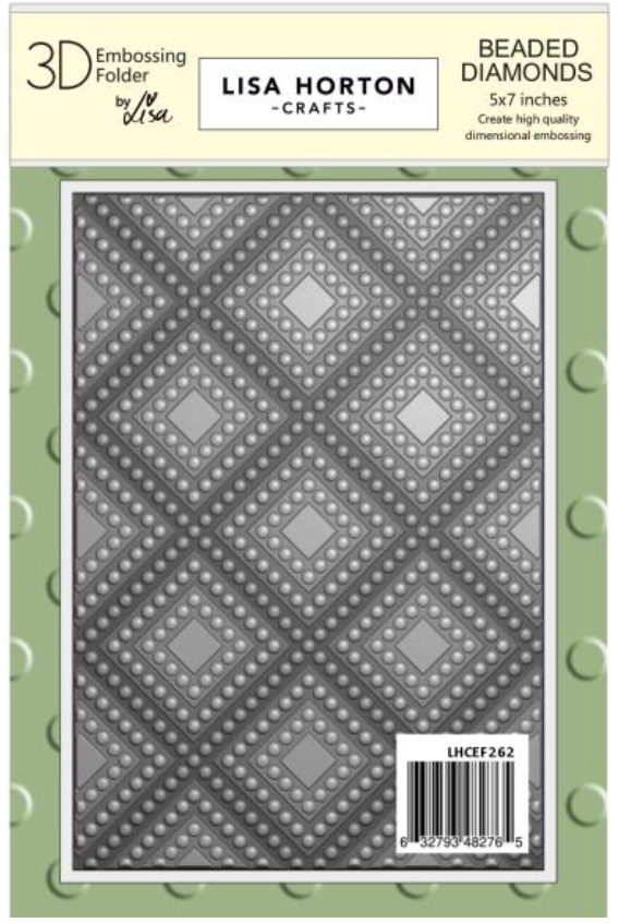 Lisa Horton Crafts 5x7 Beaded Diamonds 3D Embossing Folder {F602}