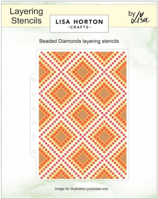 Lisa Horton Crafts 5x7 Beaded Diamonds Layering Stencils {F601}