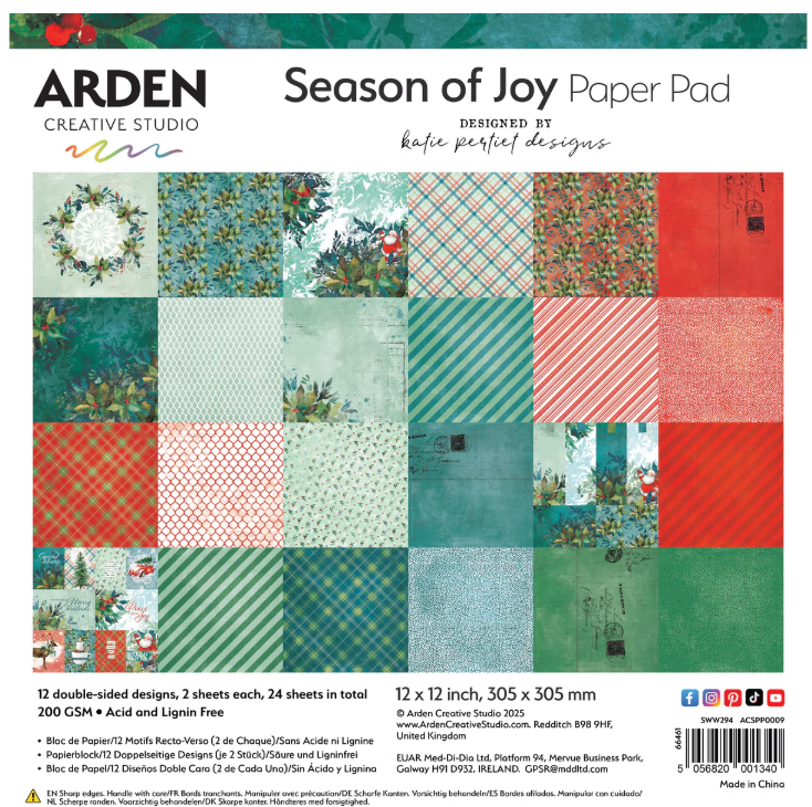 Arden Creative Studios 12x12 Season of Joy Paper Pad {C421}