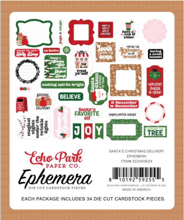 Echo Park Santa's Christmas Delivery Icons Ephemera {D184}