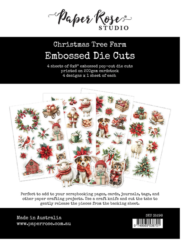 Paper Rose Studio Christmas Tree Farm Embossed Die Cut Ephemera {B415}