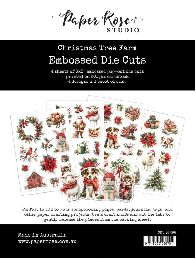Paper Rose Studio Christmas Tree Farm Embossed Die Cut Ephemera {B415}