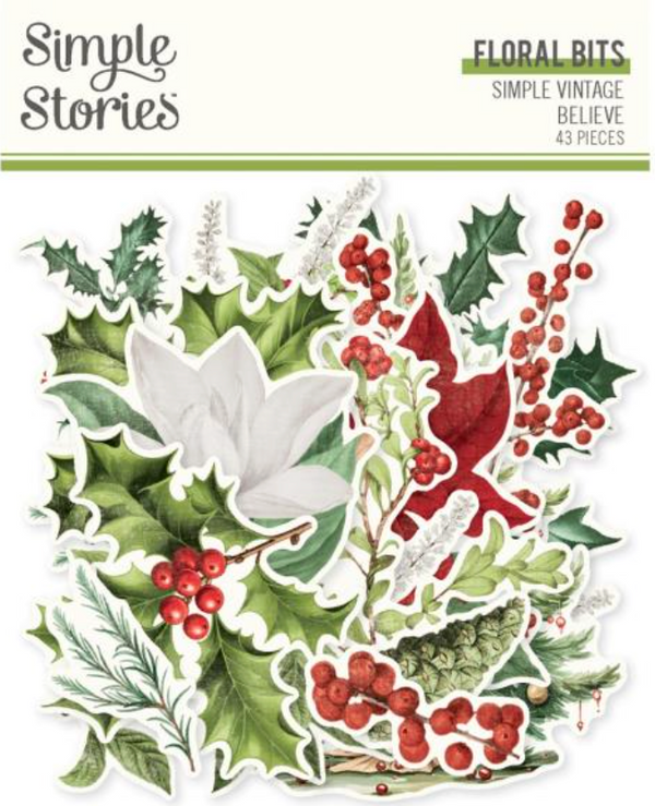 Simple Stories Simple Vintage Believe Floral Bits {G81}