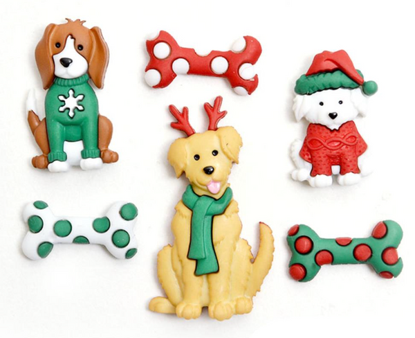 Dress It Up Feliz Navidog Buttons {G226}