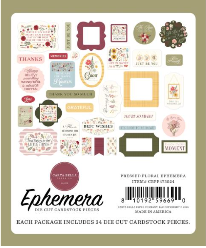 Carta Bella Pressed Florals Icons Ephemera {G145}