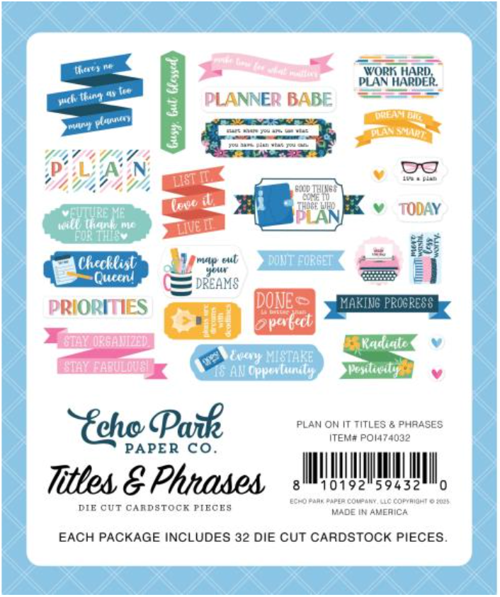 Echo Park Plan on It Titles & Phrases Ephemera {G149}