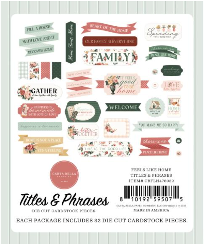 Carta Bella Feels Like Home Titles & Phrases Ephemera {D191}