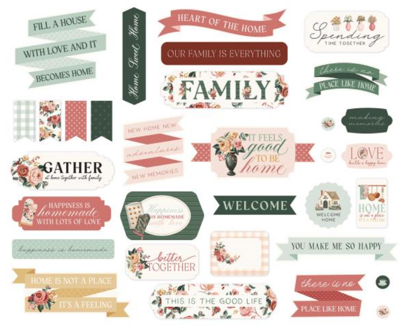 Carta Bella Feels Like Home Titles & Phrases Ephemera {D191}