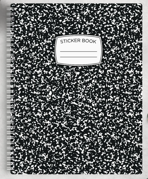 Black Composition 8.5x11 Reusable Sticker Storage Book {C61}