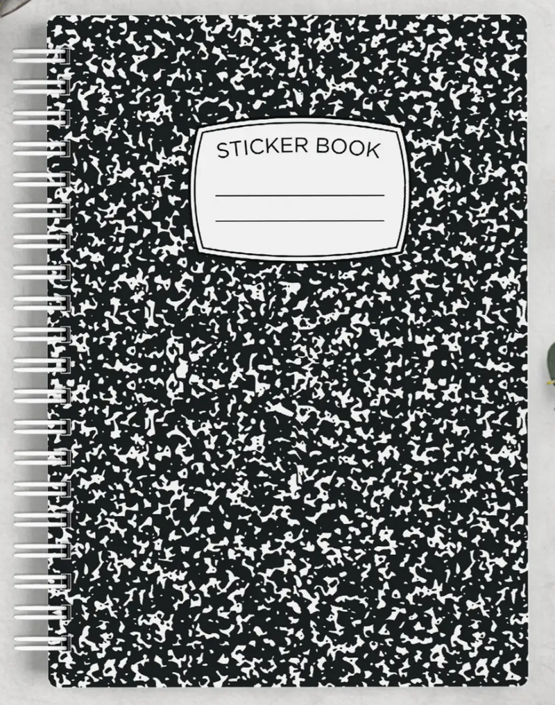 Black Composition 5.25x7.25 Reusable Sticker Storage Book {C103}