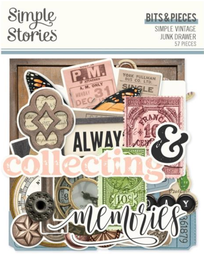 Simple Stories Simple Vintage Junk Drawer Bits & Pieces Ephemera {G82}