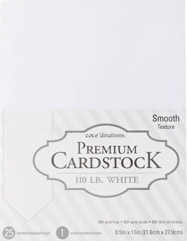 Core'dinations 8.5x11 White 110lb. Smooth Cardstock {B101}