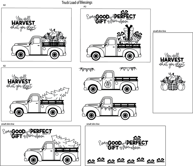Maymay's Truck Load of Blessings 4x6 Stamp Set {A140}