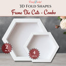 Craftreat 3D Fold Shapes - White Hexagon Combo Paper Frames  6pcs {C306}