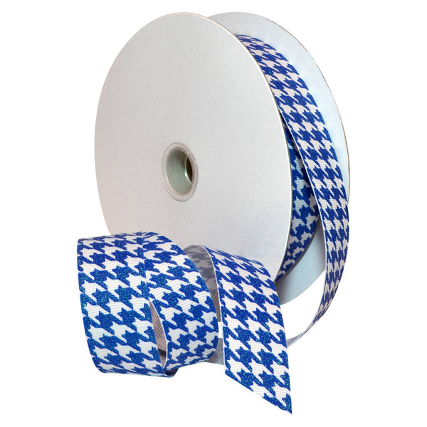 7/8"  Royal Blue Glitter Hounds Tooth