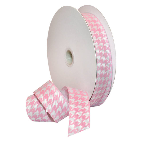 7/8" Light Pink Glitter Hounds Tooth