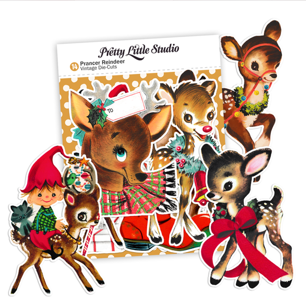 Pretty Little Studio Vintage Prancer Reindeer Ephemera Pack {D184}
