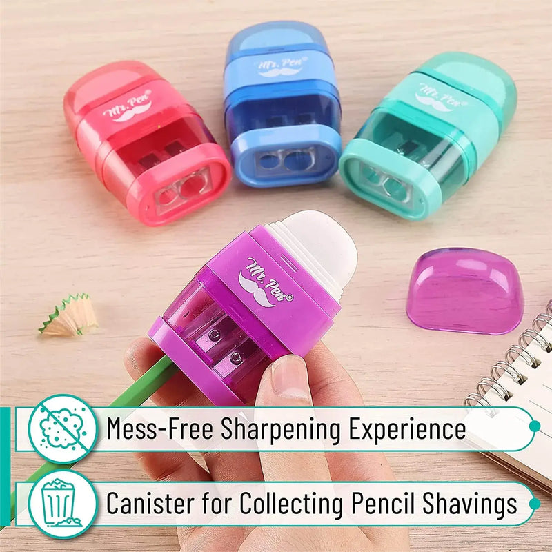 Mr. Pen Colorful Pencil Sharpener & Eraser {K21}